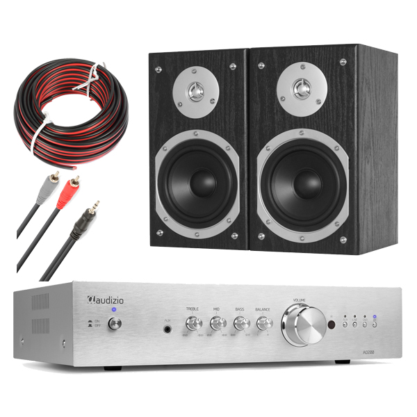 SET_HOMEAUDIO 31 Πλήρες Hi-Fi πακέτο ήχου με Audizio AD200A + Fenton SHFB55B  + Καλωδιώσεις (ασημί)