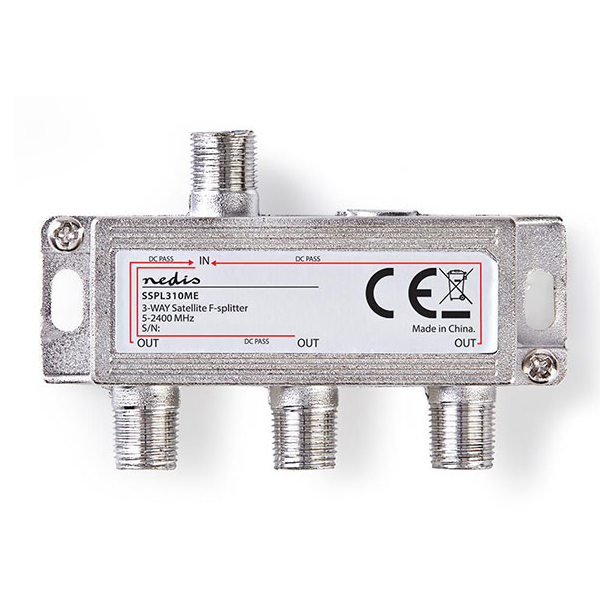 NEDIS SSPL310ME Διακλαδωτής TV-SAT 3 εξόδων (5 - 2400 MHz) με φις F και dc pass
