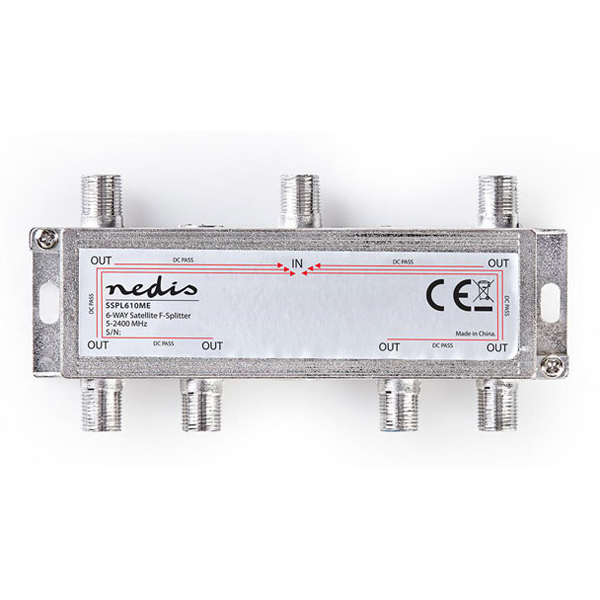 NEDIS SSPL610ME Διακλαδωτής TV-SAT 6 εξόδων (5 - 2400 MHz) με φις F και dc pass
