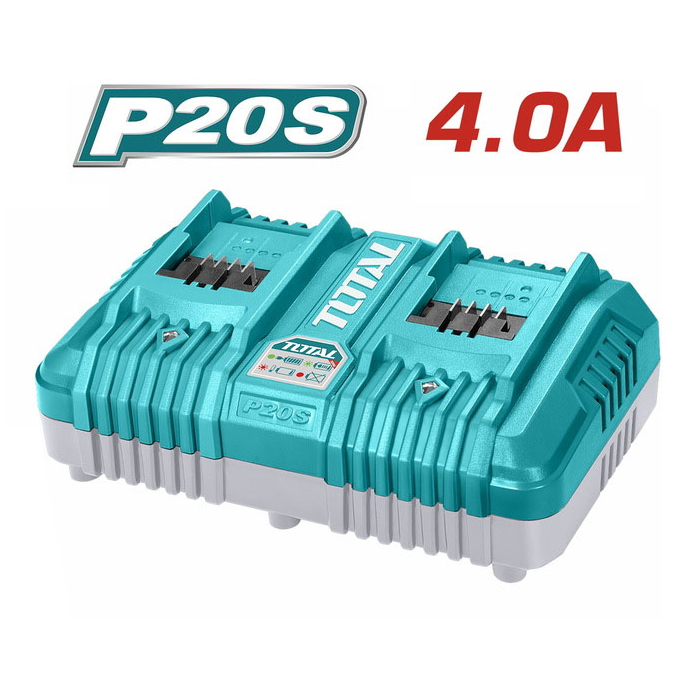 TOTAL TCLI2034E Ταχυφορτιστής Διπλής Θύρας 4A για Μπαταρίες Λιθίου 20V P20S SHARE+ 