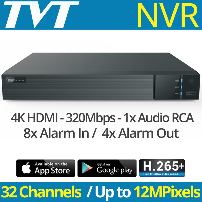 TVT TD-3332H2-B2 IP Καταγραφικό NVR για 32 IP Κάμερες Μέχρι 12Mpixels, H.265+ (Χωρίς PoE)