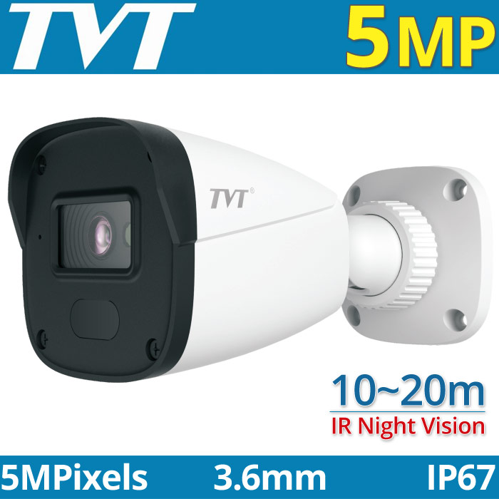 TVT TD-7451AS2S (D/AR1) 3.6mm Κάμερα Bullet HDTVI 5Mpixels, 3in1, IP67, 10~20m IR Night View