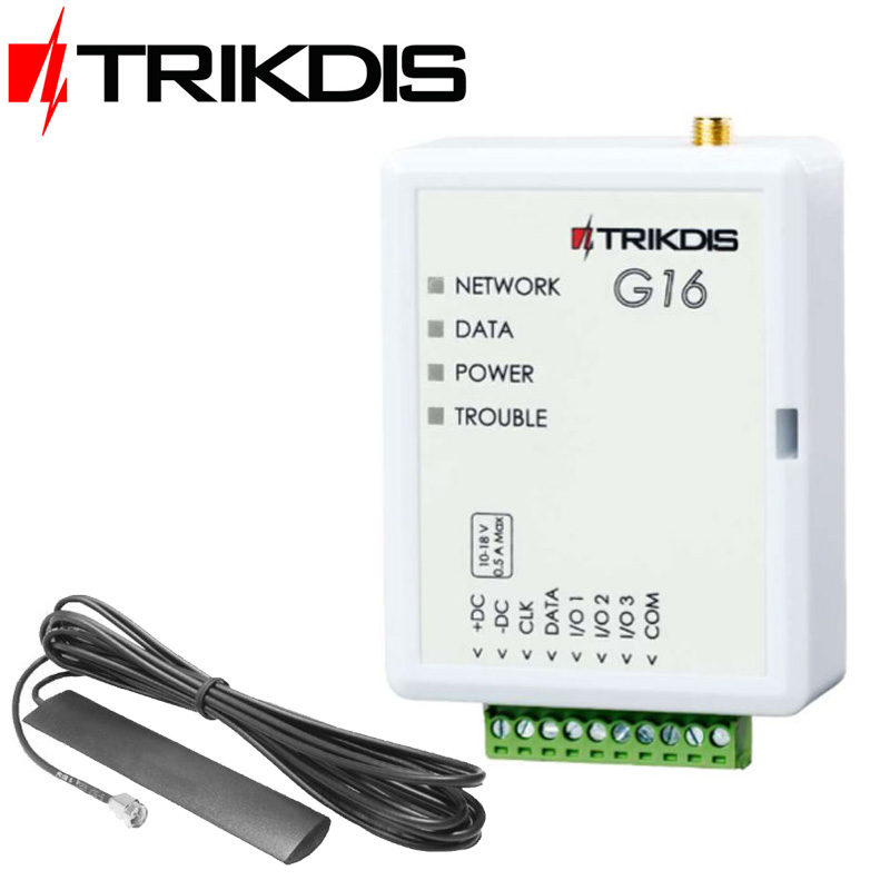 TRIKDIS G16 (2G) Με Αυτοκόλλητη Κεραία GSM ANT04 - Συσκευή επικοινωνίας GPRS για κέντρα Συναγερμών