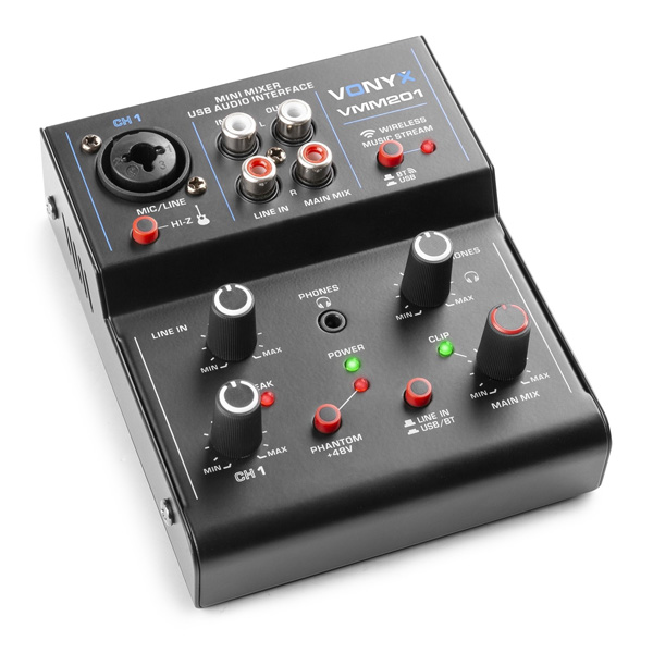 VONYX VMM201 2 Channel USB Mixer με Bluetooth και USB Audio Interface (172.640)