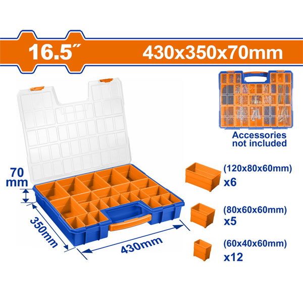 WADFOW WTB1611 Πλαστικό κουτί αποθήκευσης ταμπακιέρα 21 αφαιρουμένων θέσεων 16.5''  