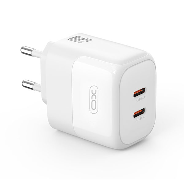XO-L140 Φορτιστής Πρίζας GaN με Δυο Θυρές USB-C 35W Max PD 3.0 σε Λεύκο Χρώμα