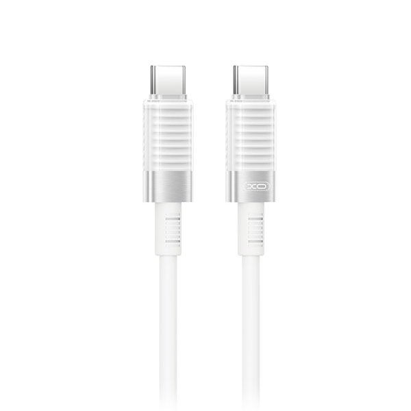 XO-NB-Q282B-WHITE Καλώδιo Σιλικόνης USB Type C σε USB Type C Ταχείας Φόρτισης 60W μήκος 1m σε Λεύκο Χρώμα  