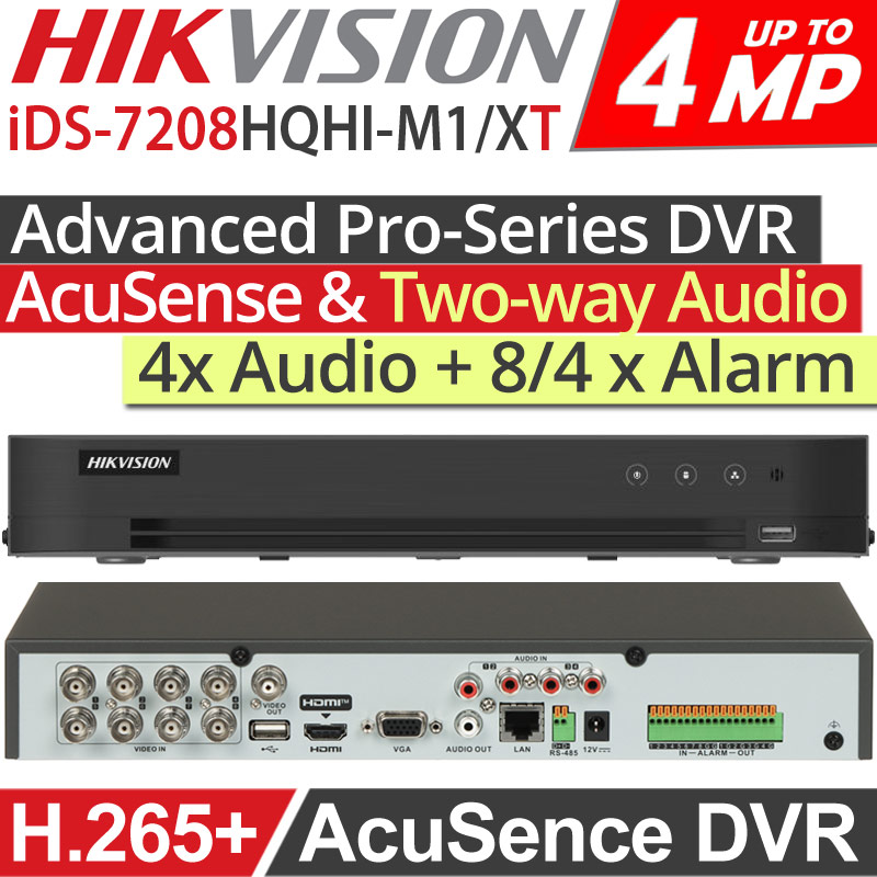 HIKVISION iDS-7208HQHI-M1/XT/4A+8/4ALM Advanced Pro-Series Acusence DVR Καταγραφικό 8 Καμερών, AoC, 8/4x Alarm