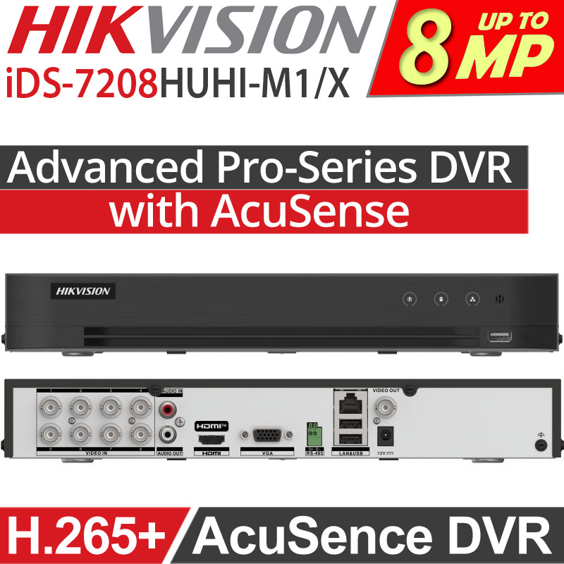 Hikvision iDS-7208HUHI-M1/X Advanced Pro-Series Acusence DVR Καταγραφικό 8 Καμερών, up to 4K/8MP, H.265+, Audio Over Coaxial