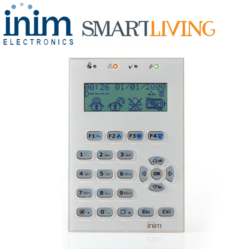 INIM NCODE/B (Λευκό) Πληκτρολόγιο χαμηλού Προφίλ με φωτιζόμενη LCD οθόνη για κέντρα INIM SmartLiving