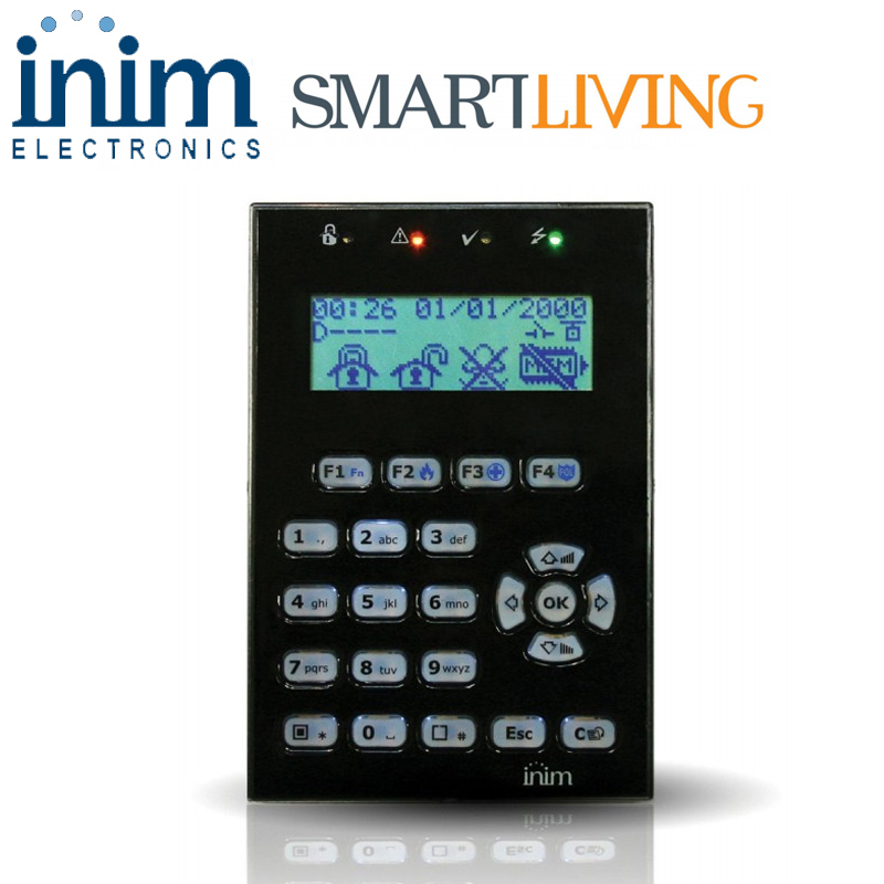 INIM nCODE/GN (Μαύρο) - Πληκτρολόγιο χαμηλού Προφίλ με φωτιζόμενη LCD οθόνη για κέντρα INIM SmartLiving